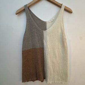 Blu Pepper Cream and Brown Knit Tank Top